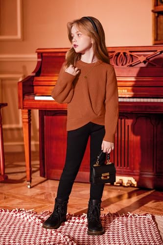 Image of Arshiner Girl's Sweaters Kids Twist Front Cute Pullover Knitted Jumper Fall Winter Clothes