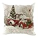 Produktbild Frashing Kissenbezug 45x45 cm Weihnachten Rot Auto Weihnachtsbaum Drucken Deko Kissen Set Für Sofa Cushion Cover Pillowcase Weihnachten Dekorative Schlafzimmer Wohnzimmer