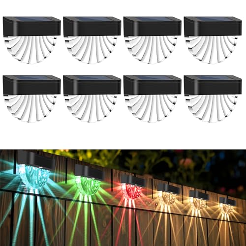 HELESIN Luces Solares LED Exterior Jardins, 8 Unidades, IP64, Resistentes al Agua, para Jardín Exterior, 2 Modos, Lamparas Solares Exterior, Luces de Colores y Cálidas, Luces LED Solares de Jardín
