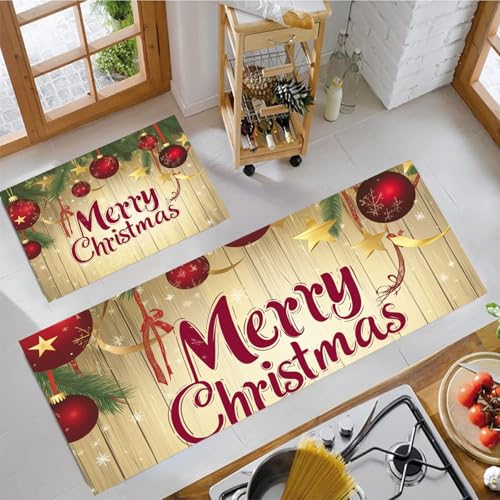 Tapis de cuisine décorations de branches de pin style Noël - 2