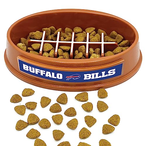 Image of NFL Super-Bowl Buffalo Bills Slow Feeder Dog & Cat Bowl. Football Design for Healthy Digestion. Non-Slip for Large & Small Pets