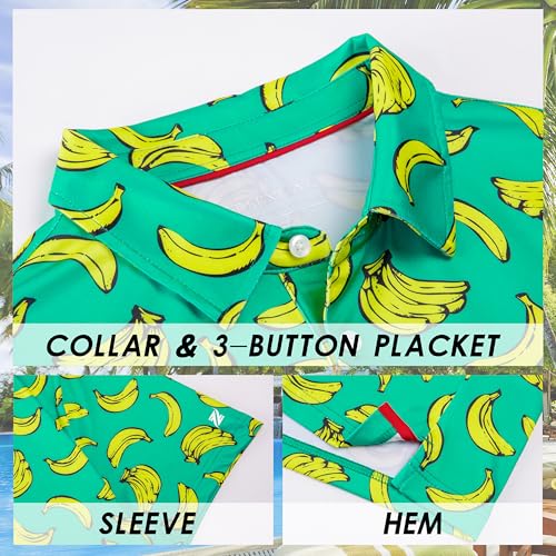 Mens Golf Shirt Short Sleeve Dry Fit Print Moisture Wicking Performance Patterns Collared Polo Shirt2