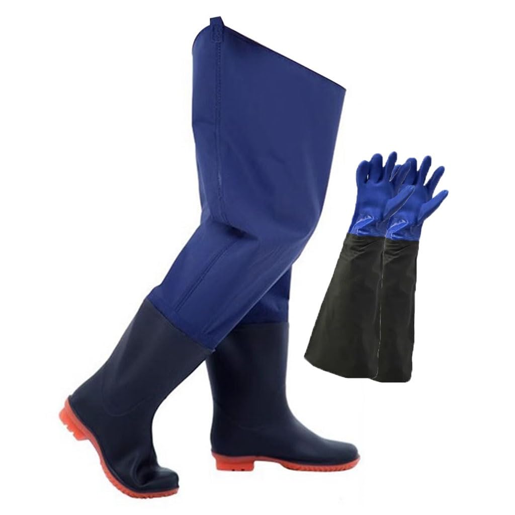 IBOWZ Vadeadores de Pesca Botas de Pesca Impermeables con vadeo hasta la Cadera, con Hebilla Ajustable, Guantes de Pesca de 70 cm de Largo, adecuados para la Industria acuática