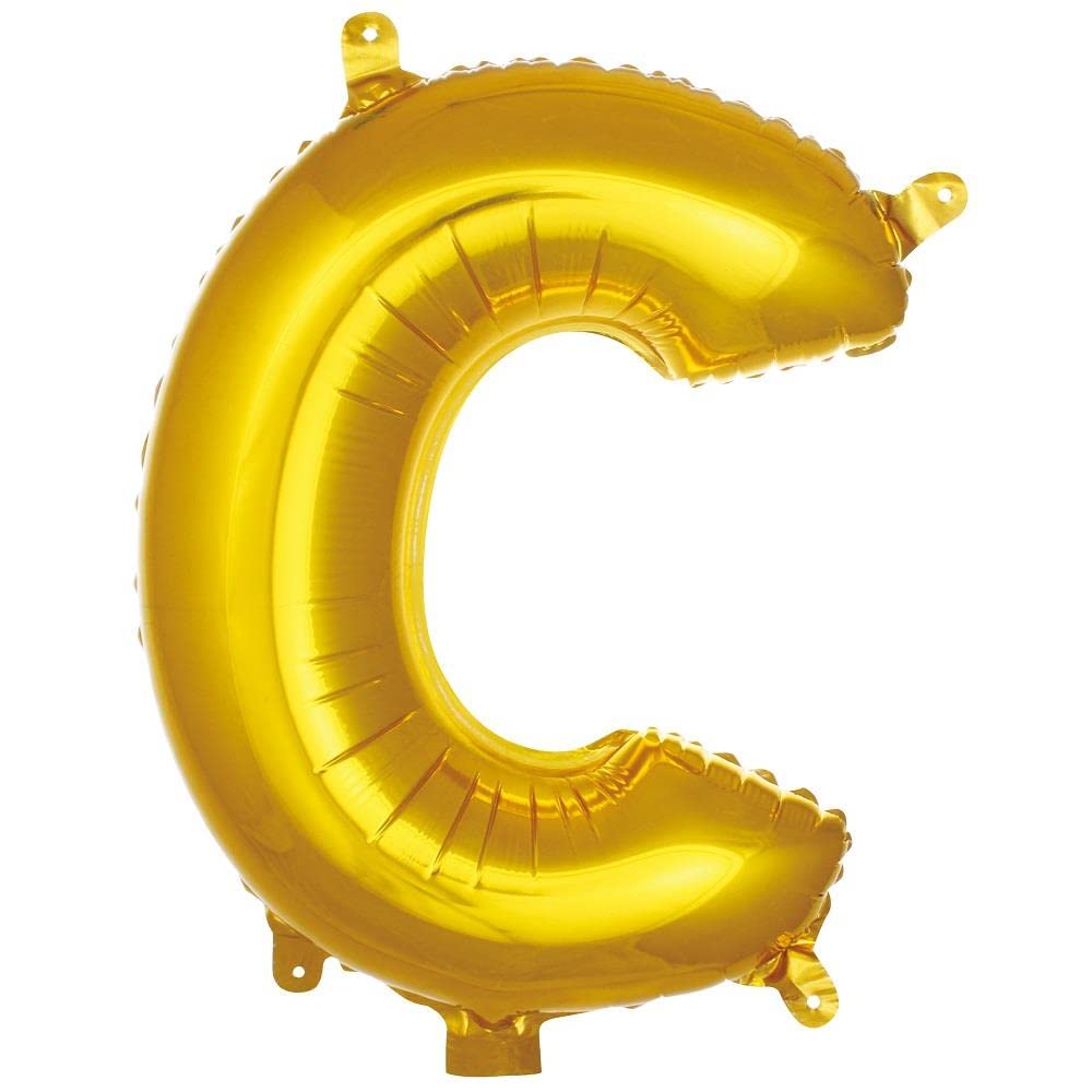 PARTİ VİTRİNİ C Harfi 16 İnç Gold Renk Folyo Balon 36 CM (Altın)