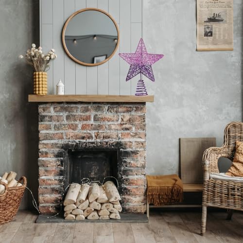 BinaryABC Weihnachtsbaumspitze Stern, glitzernde Weihnachtsbaumdekoration, 20 cm (violetter Farbverlauf) – Ansicht 4