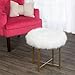 HomePop Round Faux Fur -Stool with Metal Base, White