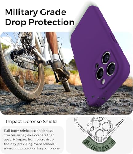 Image of DIZORO Microfiber Square Candy Case Compatible for iPhone 14 PRO MAX, Shockproof Slim Back Cover Liquid Silicone Case -Forest Green (Voilet)