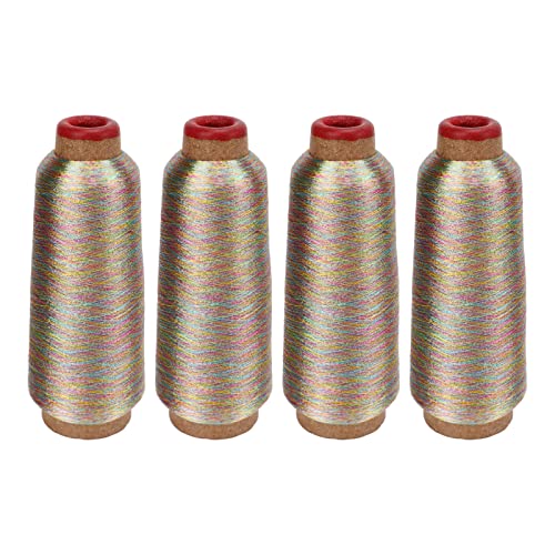 4 hilos para máquina de coser, hilo de bordado de poliéster, total 3000 yardas, amigable con la piel, para uso doméstico con carrete plástico miniatura 1