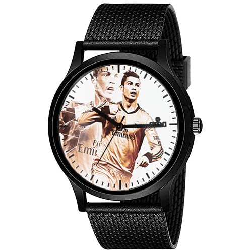 AROA Watch New Watch for Cristiano Ronaldo Coffee Painting Model : 483 Men Black Metal Type Rubber Analog Watch White Dial for Men Stylish Watch for Boys (B0C49GC812) Amazon Price History, Amazon Price Tracker