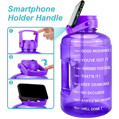 Image of QuiFit 1 Gallon Water Bottle - with Straw & Motivational Time Marker Leak-Proof BPA Free Reusable Gym Sports Outdoor Large(128OZ /73OZ) Capacity Water Jug