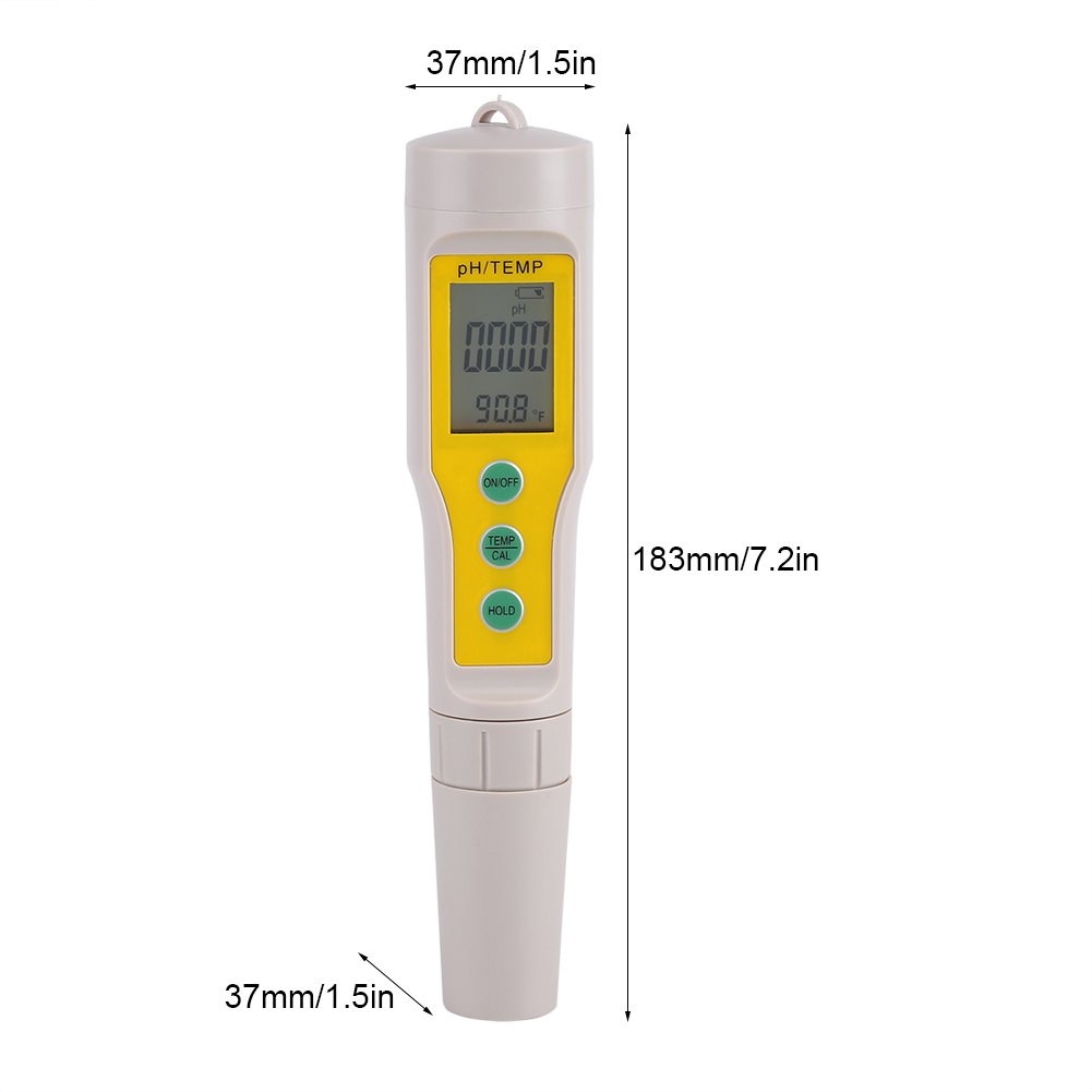 Probador de medidor de pH, medidor de pH digital portátil con pantalla LCD Probador de calidad del agua para piscina/estanque/acuario/piscina/agua potable.