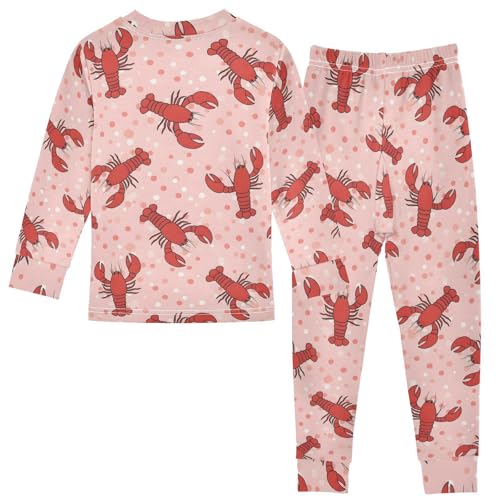 Pajama Sets Long Sleeve Red Lobster on Dot Soft Comfy Sleepwear 2 Piece PJS 3-8T3