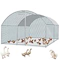 Outvita Large Metal Chicken Coop, 13×10FT Walk-in Poultry Cage with Waterproof & Anti-UV Round Arch Cover, Duck Rabbit Hen Cage Galvanized Mesh for Outdoor Yard Backyard and Farm