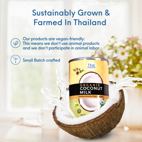 Thai Coco Organic Coconut Milk Canned Full Fat Coconut Milk