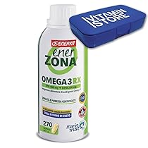 Enervit, Enerzona Omega 3 RX 270 Capsule da 1g Senza Ritorno di Gusto, Integratore Omega 3 IFOS, Acidi Grassi per Cuore, Vista e Cervello, Olio di Pesce Omega 1000mg, Senza Glutine, con Portapillole
