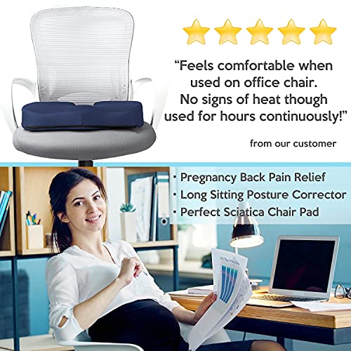 Gel Seat Cushion for Long Sitting, Office Chair Seat Cushion Pillow, Gel Butt Support Cushion, Memory Foam Desk Chair Pad, Coccyx Cushion for Back Tailbone Pain Relief