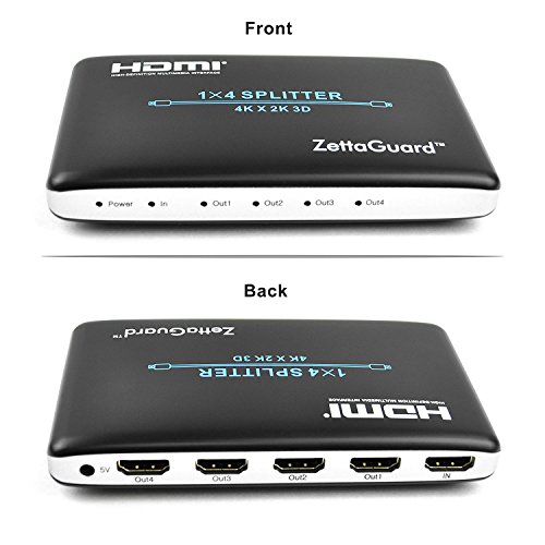 Zettaguard 1 X 4 Hdmi Splitter 1 Input 4 Output Digital 1X4 Splitters With Full Hd 4K X 2K, 3840 × 2160, 3D Support (Zw140) #TOP2