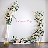 CYAOOI 8.2FT & 6.5FT Metal Wedding Arch Stand, Half Arch Balloon Stand Curved Top Arch Backdrop Stand, Gold Wedding Arch for Ceremony Birthday Anniversary Floral Stand Background Decorations