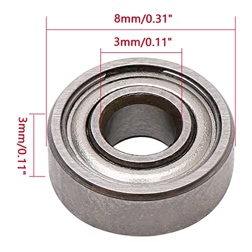 3x8x3mm Steel Deep Groove Ball Bearing,Model Bearings MR83ZZ L-830ZZ Pack of 10