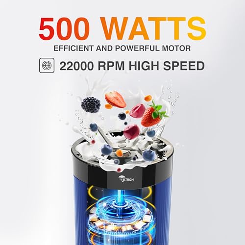 Image of Ultron nutri Blender Juicer Mixer Grinders Vita Blend 500W 2J 2 Years Warranty For Smoothie | Juicing | Blending | Mixing (Blue1)