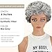 XIUFAXIRUSI XIUFAXIRUSI Short Grey Curly Wigs for Women Synthetic Silver Gray Pixie Cut Wig with Bangs Natural Shaggy Curly Full Hair Wig