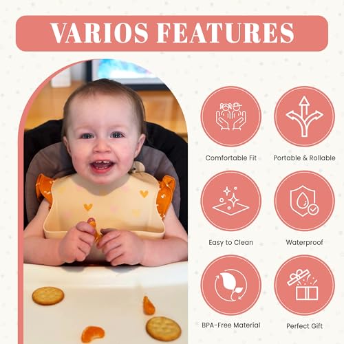 PARKER & ELOWYN Silicone bibs | Pack of 2 Silicone Bibs for Baby Boy or Girl | 100% Silicone Bibs for Babies 6-72 months4