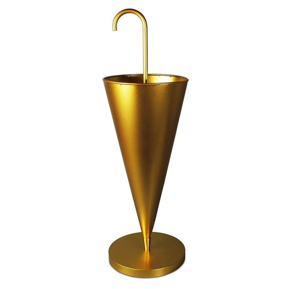WXYZ Posición Creadora Paraguas, Paraguas Hierro Bucket En Inicio del Pasillo del Hotel, Drenaje Rápido De Almacenamiento Cubo, Negro Oro 93x30cm (Color : Gold)