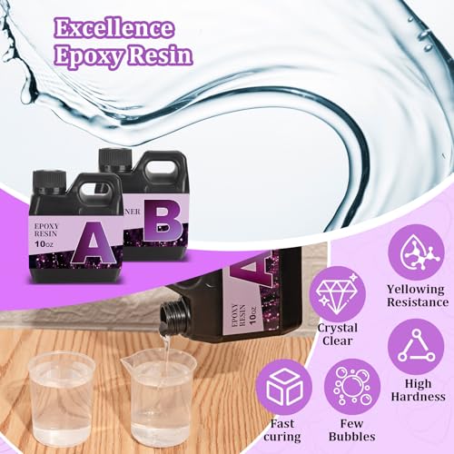 ZEROMX Epoxidharz Set Anfänger mit Licht, 600ml Harz Gießen Set mit Epoxidharz Formen, 1:1 Verhältnis mit Epoxidharz Zubehör Expoditharz Starterset Kreativ Set für Erwachsene, Weihnachten Geschenke