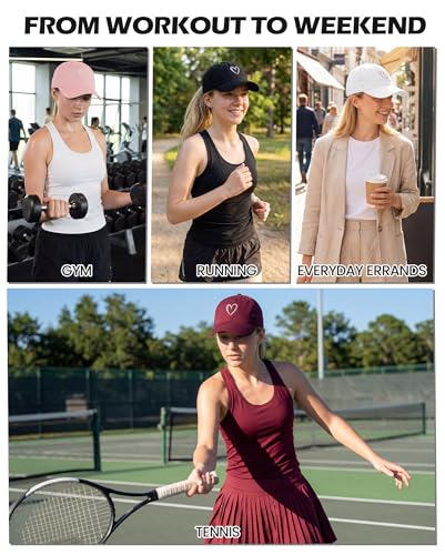 Image of American Trends Womens Baseball Caps Cute Heart Dad Hat, Adjustable Cotton Unisex Cap for Workout, Golf & Everyday Wear