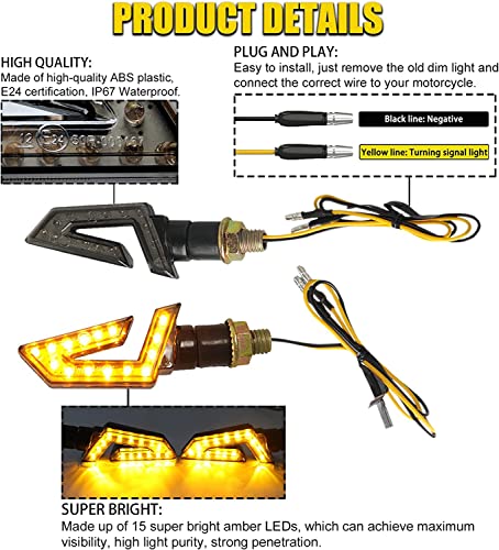 Image of DREAMIZER 2PCS Arrow Motorcycle Turn Signals 15 LED 12V Motorcycle Blinkers Indicators Amber Lamp Compatiable for Motorbike Scooter Quad Cruiser Off Road Touring