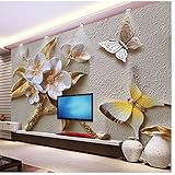 Clhhsy 3D Decorative Mural Photo Wallpapers European Embossed Flowers Modern Large Mural Living Room