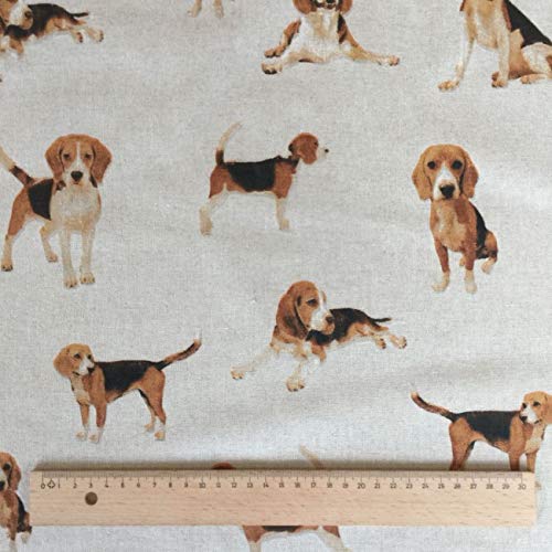 Balsara's Ltd Fat Quarter Stoff mit Hundemotiv, 100% Leinen, 46 x 58 cm, Beige