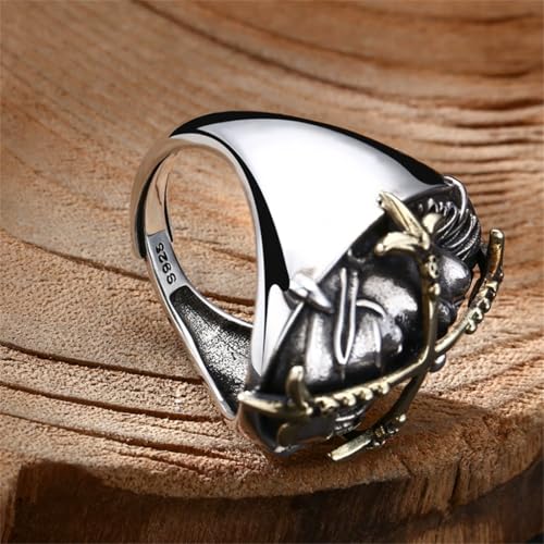 Bague croisée réglable punk en argent sterling S925 pour homme motard - 3