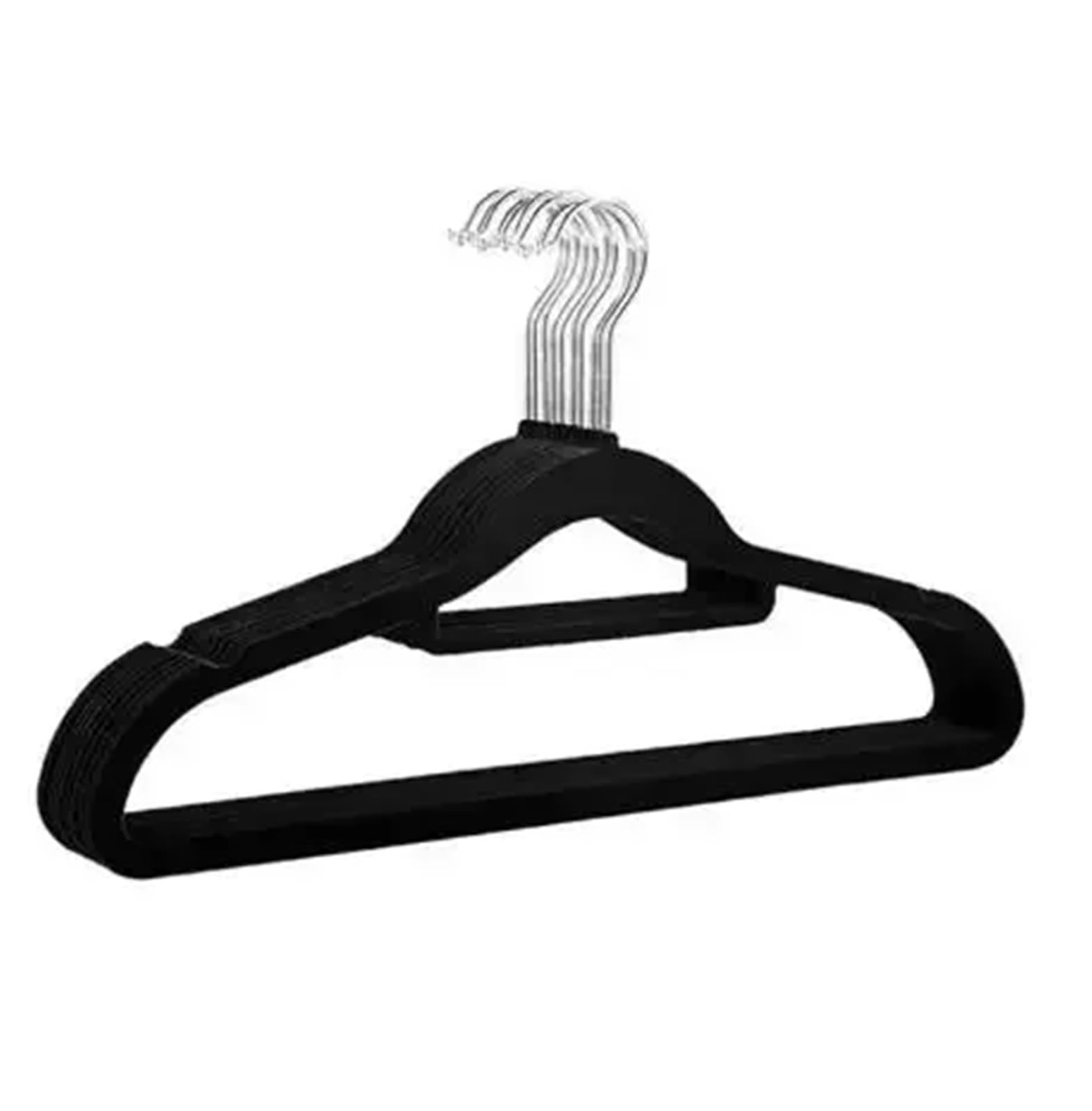 hangers 38CM/45CM Flocking Non-slip Hanger Clothing Store Finishing Without Trace Storage Household for home(Black,10PCS-length 42CM)