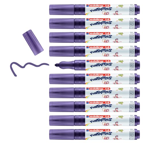 edding 14 FUNTASTICS - 10 Malstifte für Kinder - violett - Rundspitze 3 mm - für Malspaß auf hellem Papier und Karton - abwaschbar von Haut und Textilien