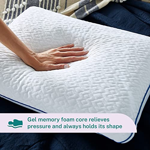 Sleep Innovations Versacurve Curved Memory Foam Pillow & Forever Cool Gel Memory Foam Pillow (Set Of 2), Standard Size, Cool Touch Cover And Cooling Gel Memory Foam Core, Medium Support #TOP3
