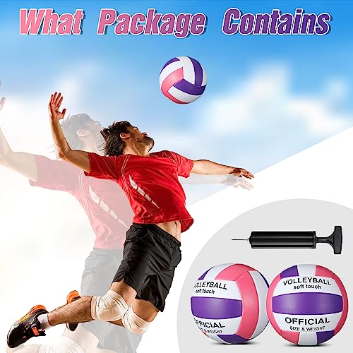 Image of Lenwen 2 Pack Volleyball Official Size 5, Purple, Pink, White