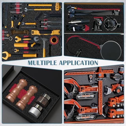 Schaumstoff Werkzeugeinlage Multilayer Schaumstoffeinlage 2 Stück Schaumstoff Zuschnitt Polyethylenschaumstoff für Werkzeugkoffer, Kamerakoffer und DIY-Aufbewahrung (40×30×5 cm, Rot)
