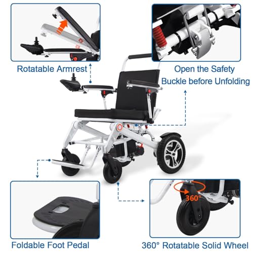 30+Miles Electric Wheelchair for Adults with 2 * 12AH Li-ion Battery, All Terrain Power Wheelchairs, Lightweight Portable Motorized Wheelchairs for Adults & Seniors, Support 300lbs, Airline Approved - Image 7