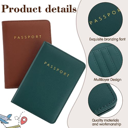 Frienda 2 Pieces Bridal Passport Covers Holder Waterproof Leather Holder Covers Travel Wallet Passport Case for Women and Men3