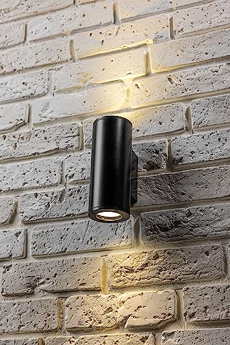 CGC Lighting Outdoor Wall Light Round Cylinder Garden Indoor Weatherproof Polycarbonate (Black) - Image 2