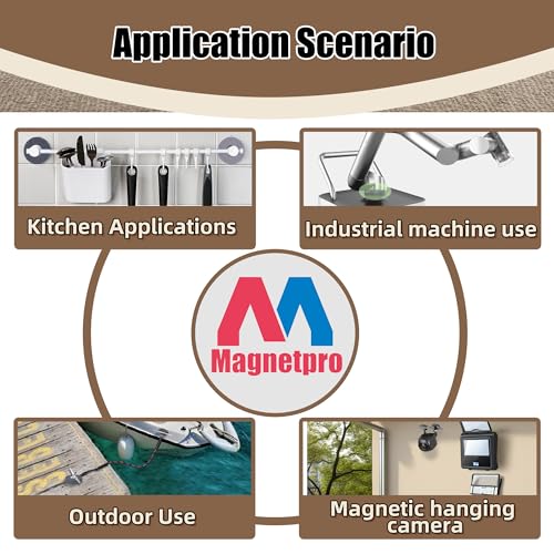 Image of Magnetpro Paired Super Strong Rubber Coated Mounting Magnets Anti-Scratch Anti Corrosion, Magnetic Base Over 80LB Heavy Duty Size 2 inch *0.6 inch with 1 /4 inch-20 Male Thread and Nut for Furniture, PTZ, Camera