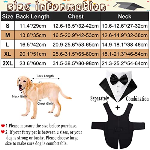 Dog Tuxedo Shirt Formal Suit Bandana Set, Pet Bow Tie Outfit Wedding Tux Prince Wedding Attire Party Costume Suit For Large Medium Dogs Golden Retriever Clothes Gentleman Apparel Coat (Black, Small) #TOP3
