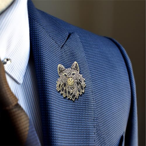 Image of Animal Brooch for Men Vintage Metal Wildlife Lapel Pin Suit Jacket Badge Fashion Accessories for Men