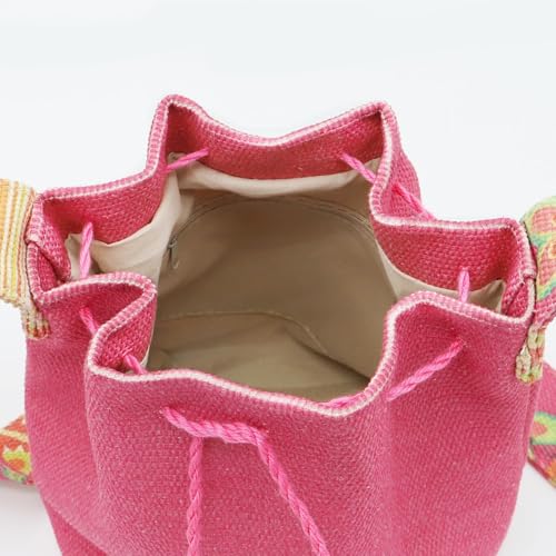 Bolso tote de lona rosa para mujer, bolso cruzado bohemio con correas para hombro, bolso de mano grande para viajes y uso diario miniatura 2
