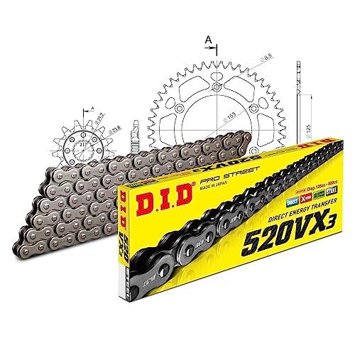 Kit chaîne DID 520VX3 rouge pour HM CRE F 250 idéal pour les sorties enduro de week-end