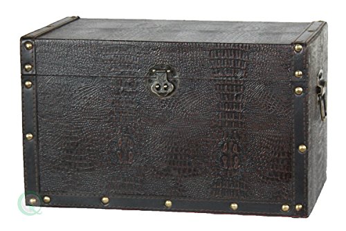 Vintiquewise(TM) Decorative Leather Wooden Trunk/Box