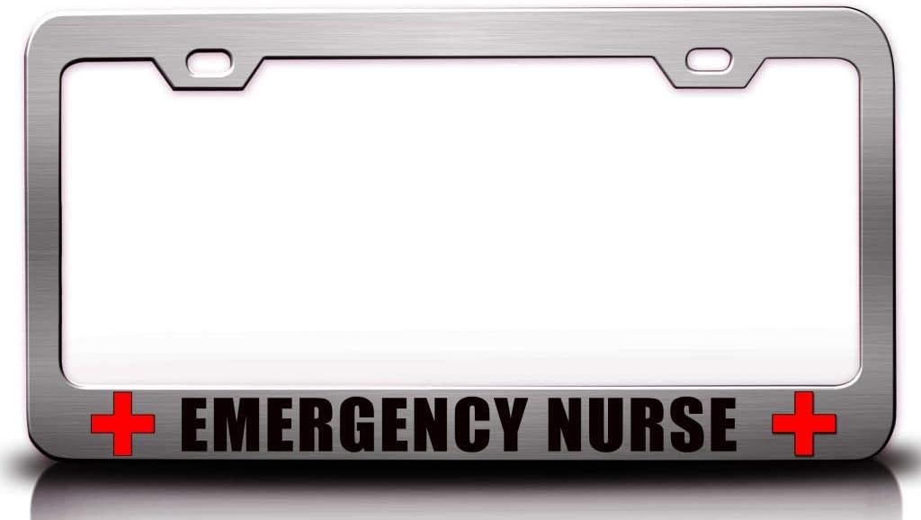 Emergency Nurse Paramedics Metal Car SUV Truck License Plate Frame Ch w14