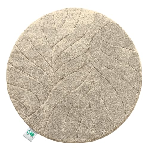 Floordirekt Badteppich - extra flauschig & schnelltrocknend - Badezimmerteppich mit rutschhemmender Rückseite - Badematte Duschvorleger (Maris) (Ivory rund 120 cm)