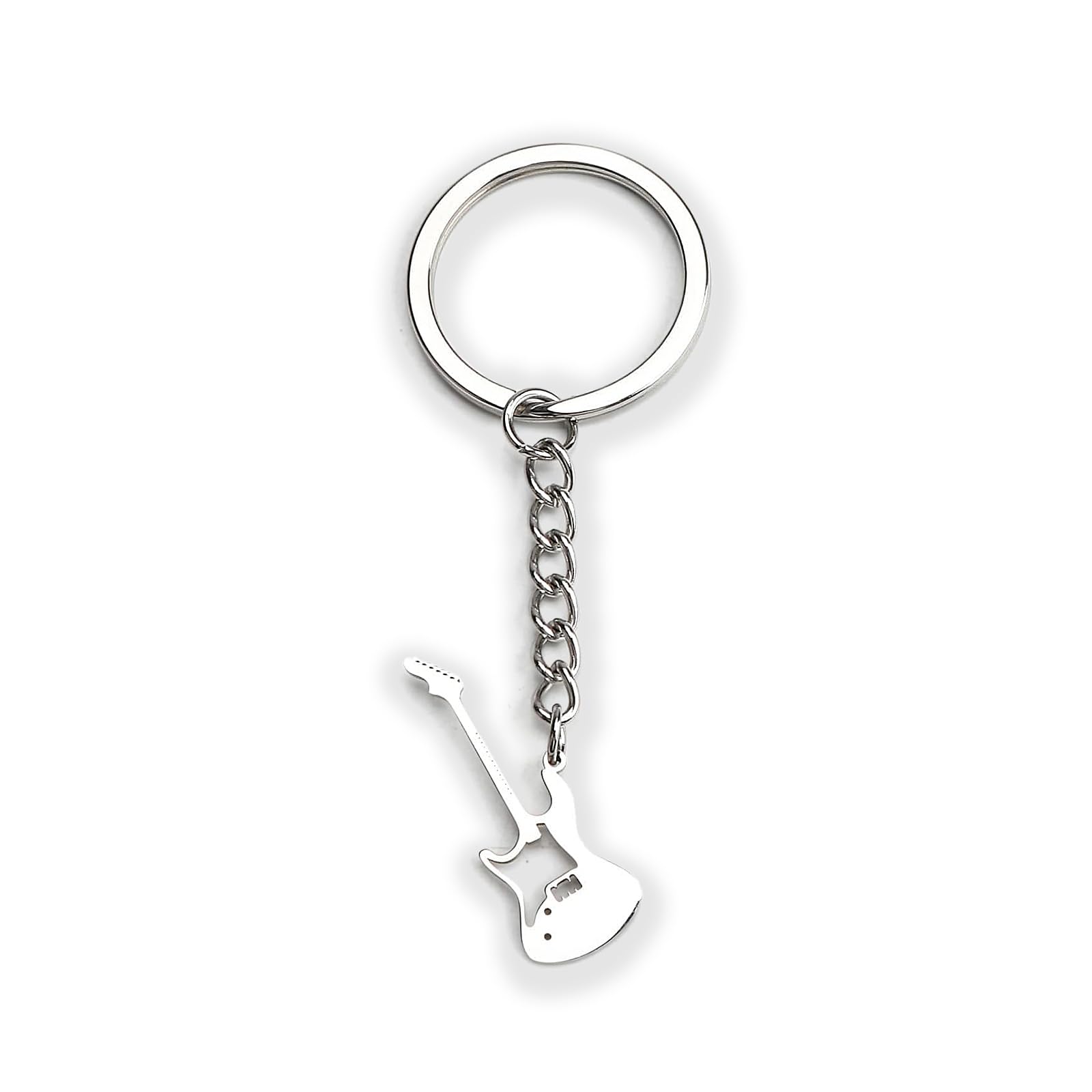 Zynara Gitarren Schlüsselanhänger Weiß, Musikliebhaber Tasche Zubehör, Geschenk zur Einschulung, Glücksbringer Auto Schlüsselanhänger für Frauen
